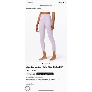 Lululemon Wunder Under High Rise Tight 25”